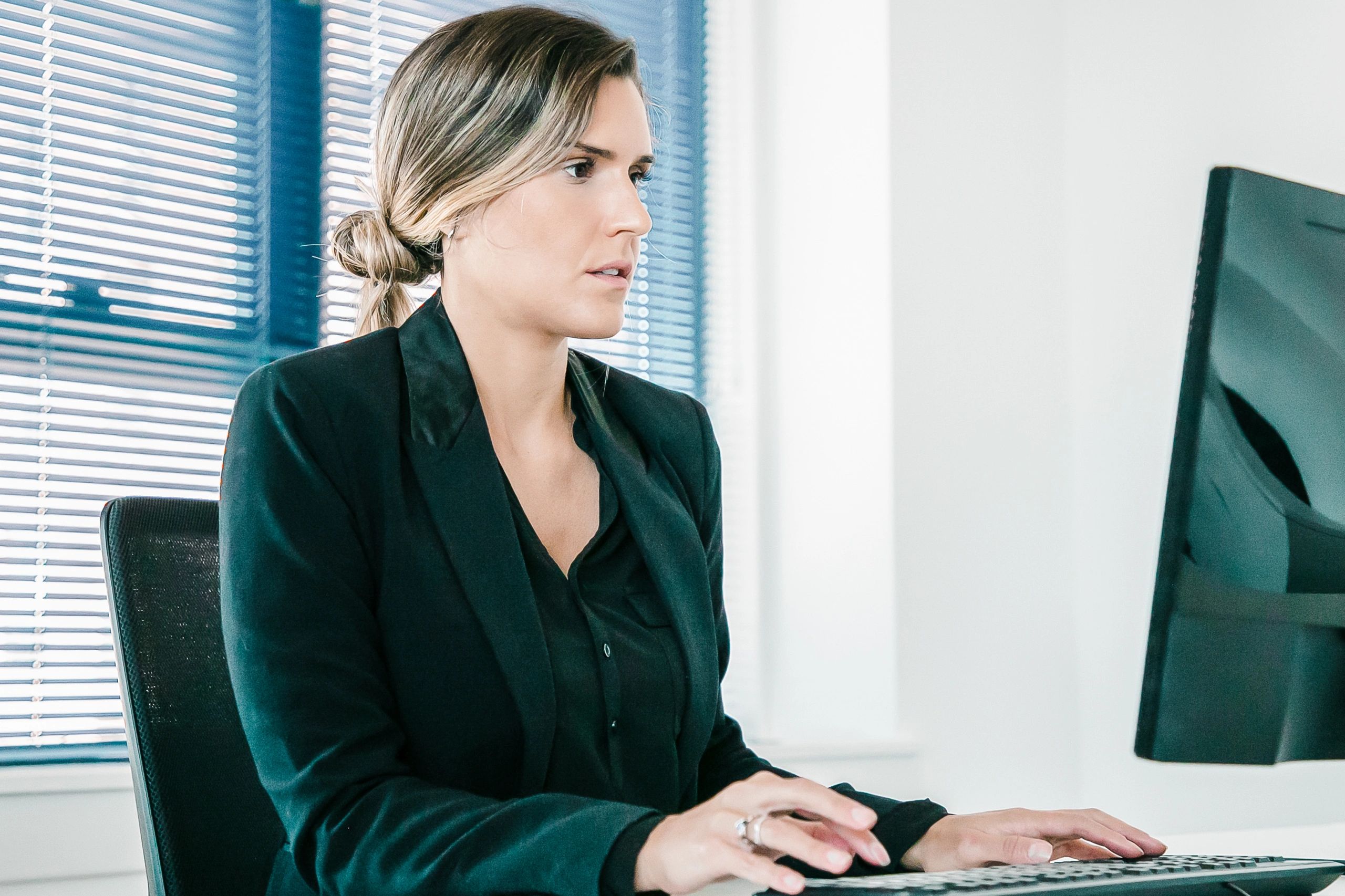 Tax professional working at a desk
